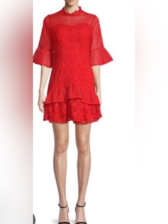 Lea & Viola Dresses & Skirts - Lea & Viola red crochet mini dress sz- xs